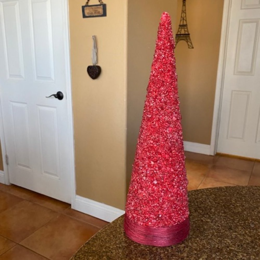 Farmhouse Lg. Dark Pink Cone Glittery Tree